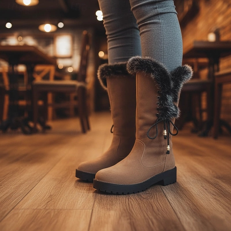 Consuelo | Botas de caña alta con ribete de piel sintética