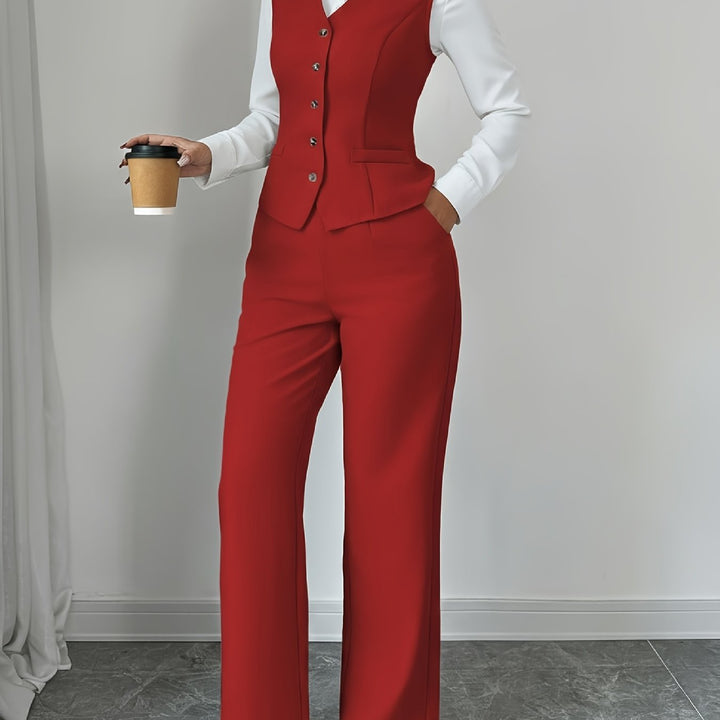 Carmela | Conjunto de chaleco y pantalón de pierna ancha