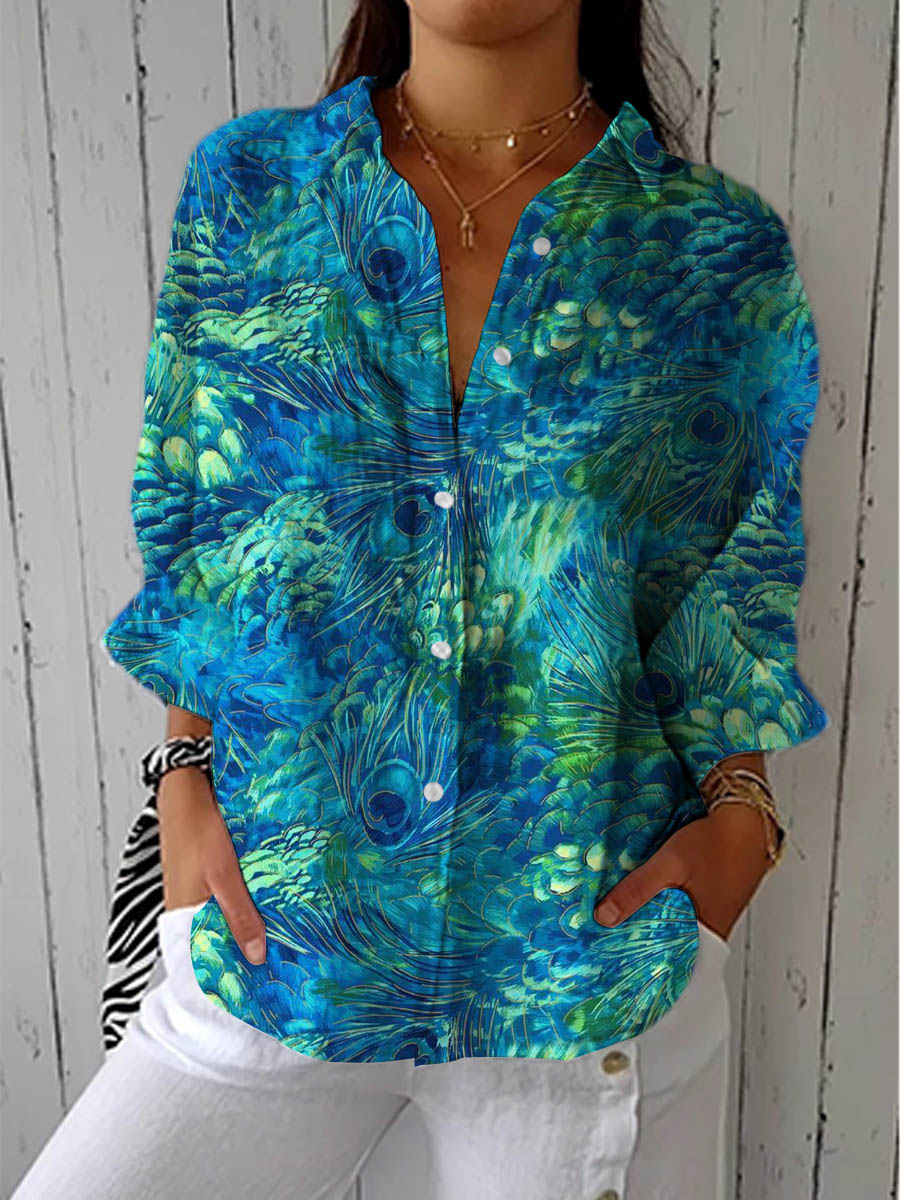 Antülican | Blusa estampado plumas de pavo real
