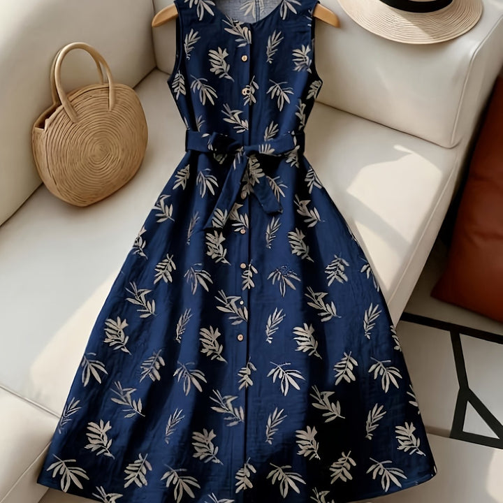 Ludmila | Vestido midi sin mangas con cinturón