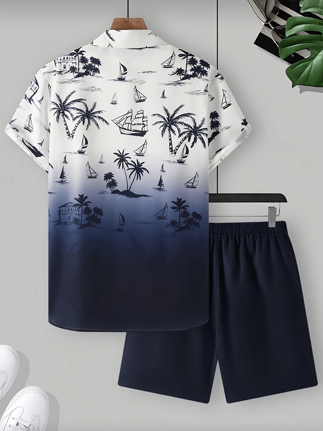 Cristián | Conjunto de camisa y short con estampado costero