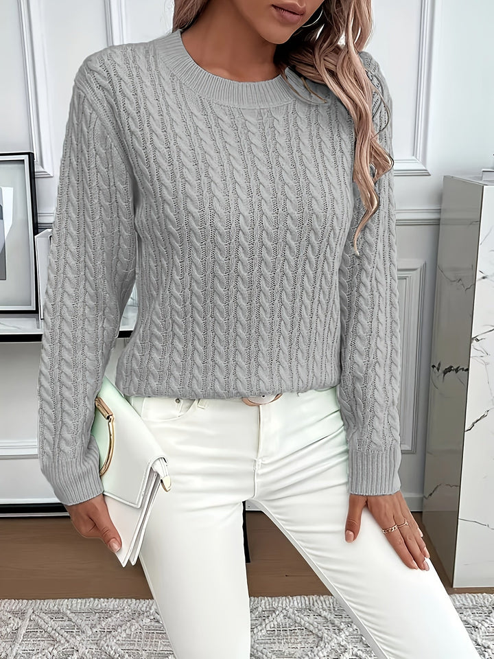 Saskia | Sweater de punto trenzado cuello redondo