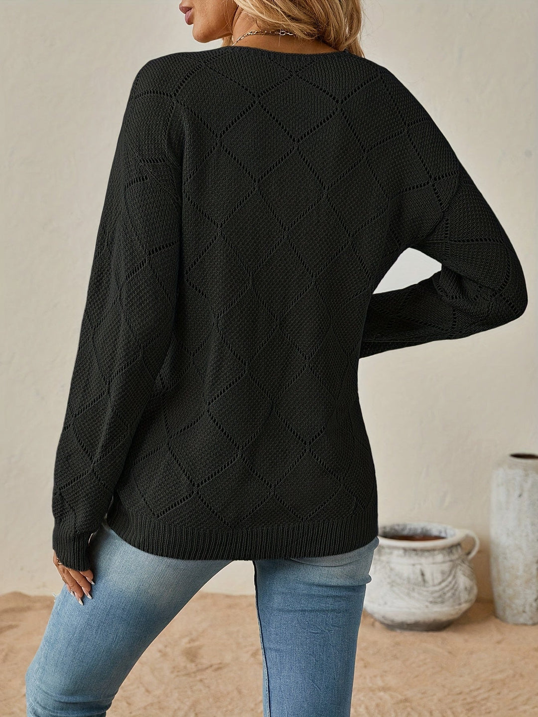 Bianca | Sweater calado cuello V