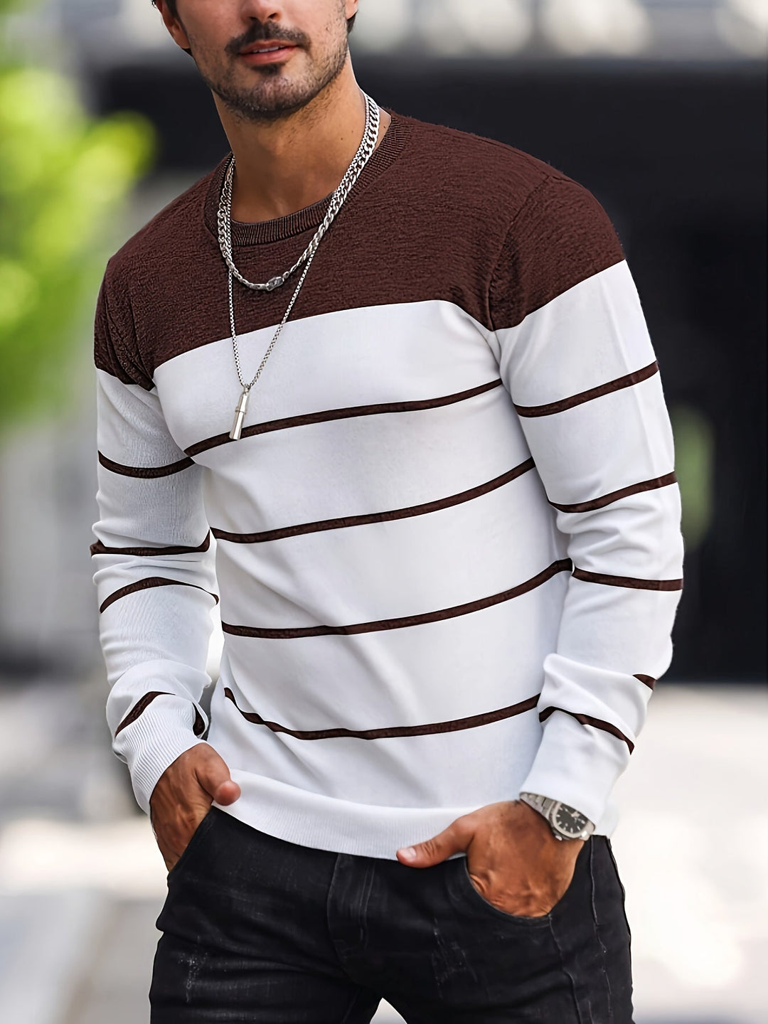 Enrique | Sweater a rayas cuello redondo