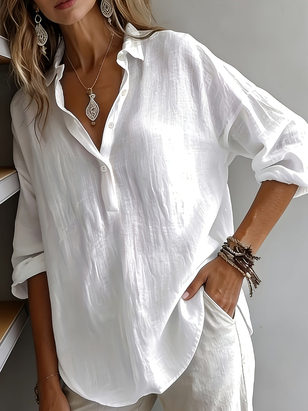 Herminia | Blusa holgada con cuello camisero