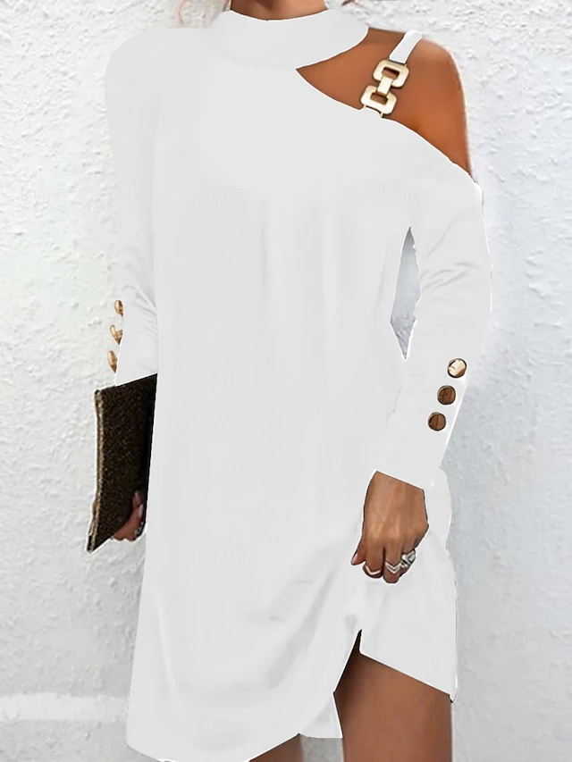 Jasmín | Vestido elegante con hombro descubierto