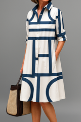 Marcia | Vestido camisero con estampado geométrico