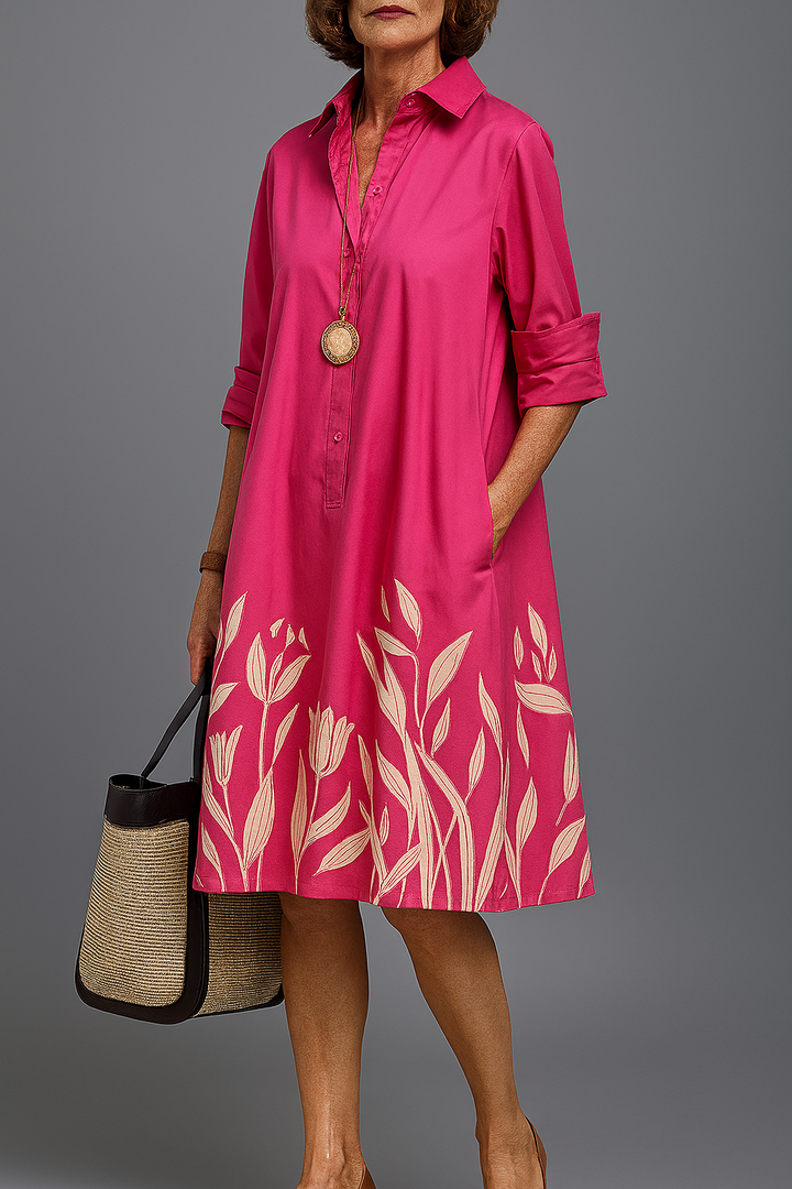 Andrea Paz | Vestido camisero midi con estampado geométrico