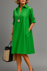 Fabiola Andrea | Vestido midi con cuello camisero