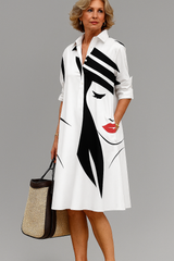 Roberta | Vestido camisero con estampado artístico