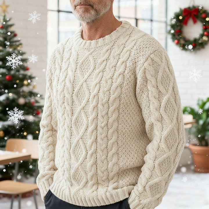Emiliano | Sweater de punto trenzado cuello redondo