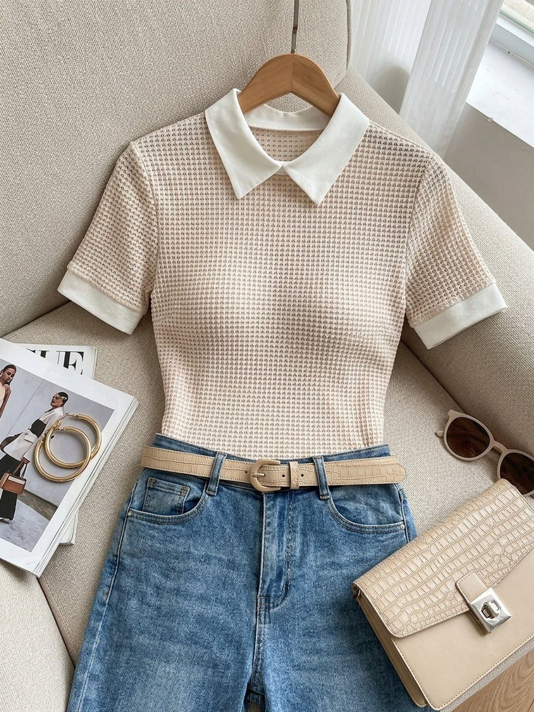 Nayaret | Polera de punto con cuello contrastado