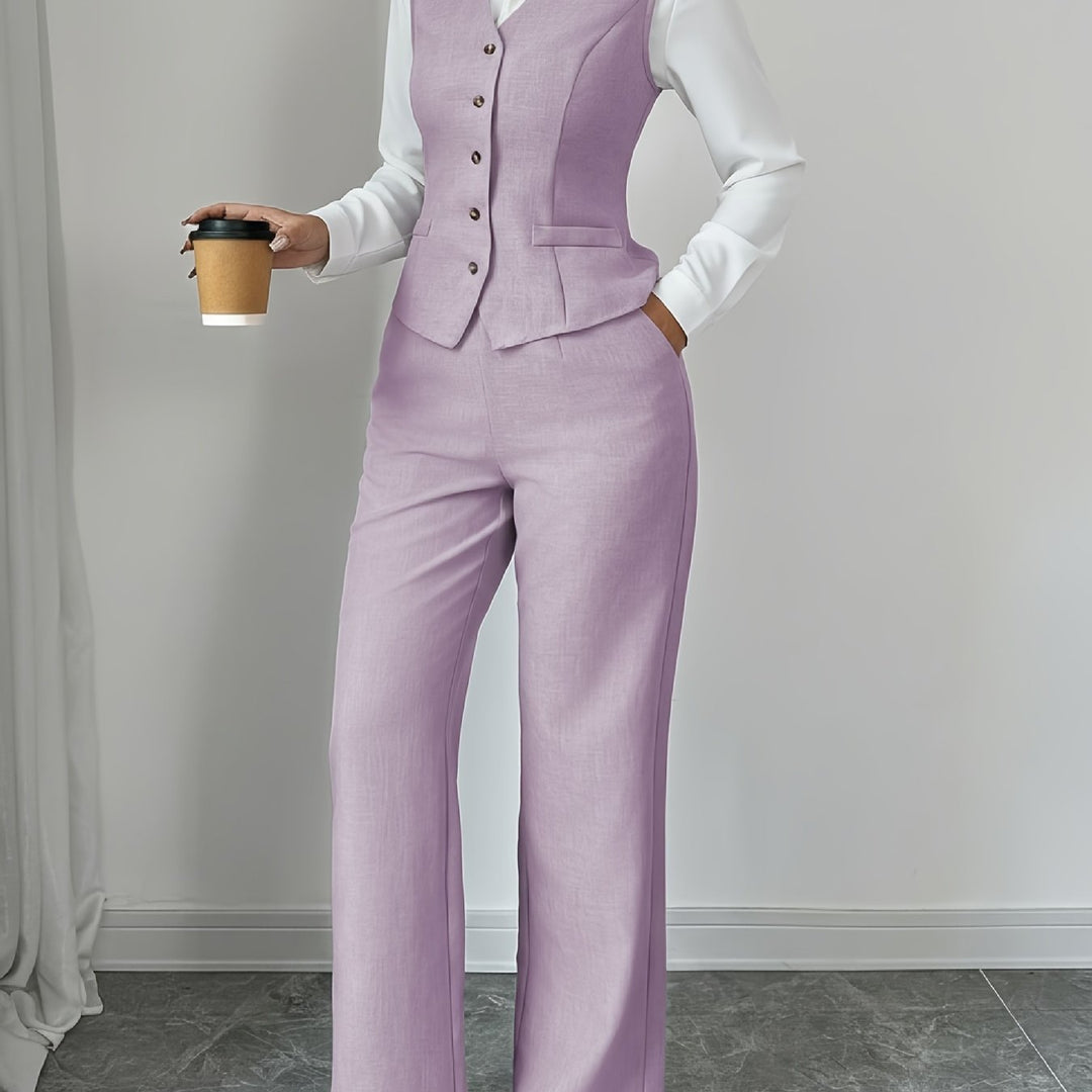 Carmela | Conjunto de chaleco y pantalón de pierna ancha