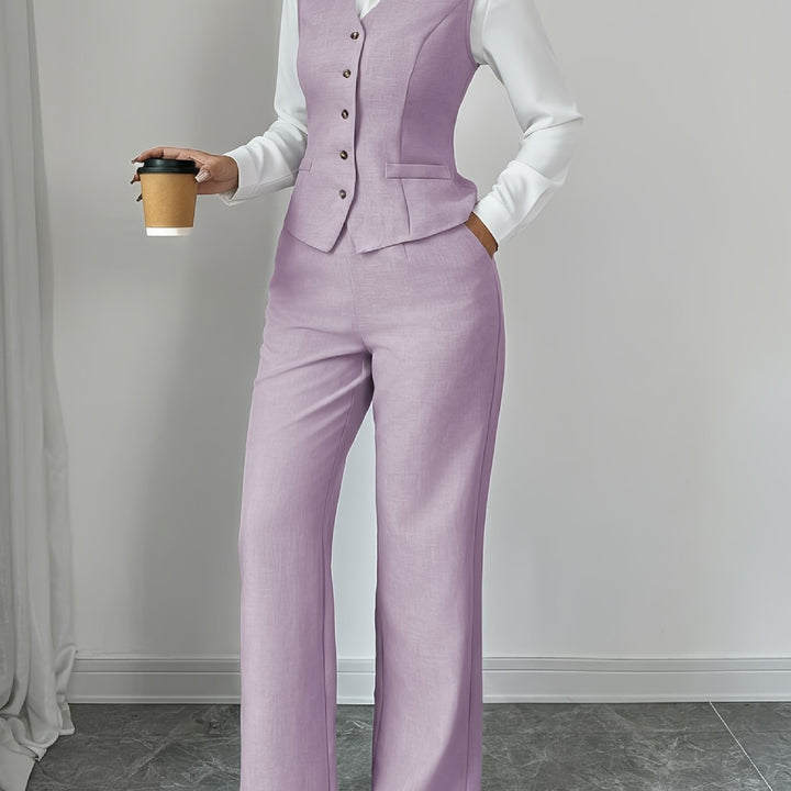 Carmela | Conjunto de chaleco y pantalón de pierna ancha