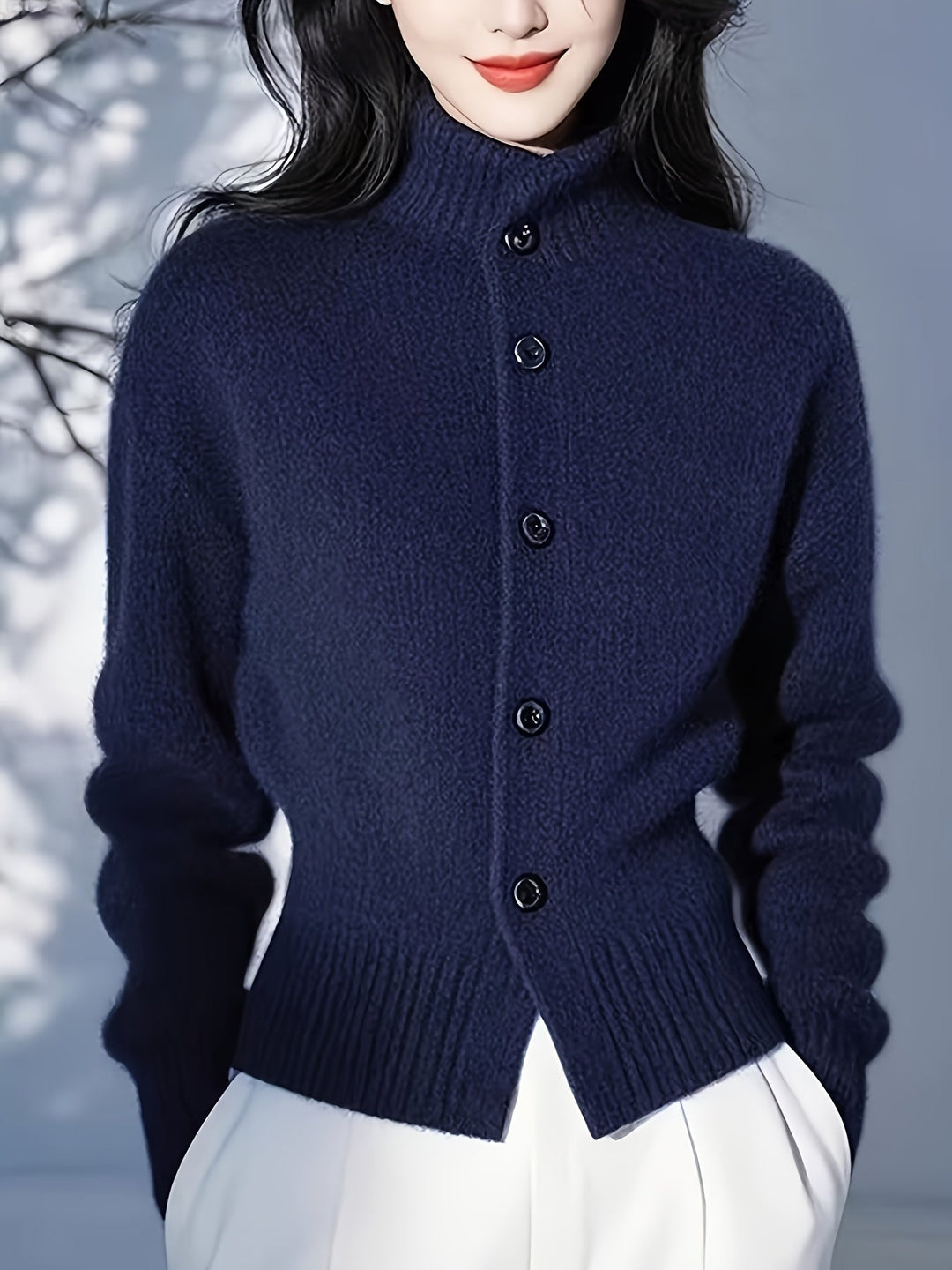 Yorka | Cardigan de cuello alto con botones