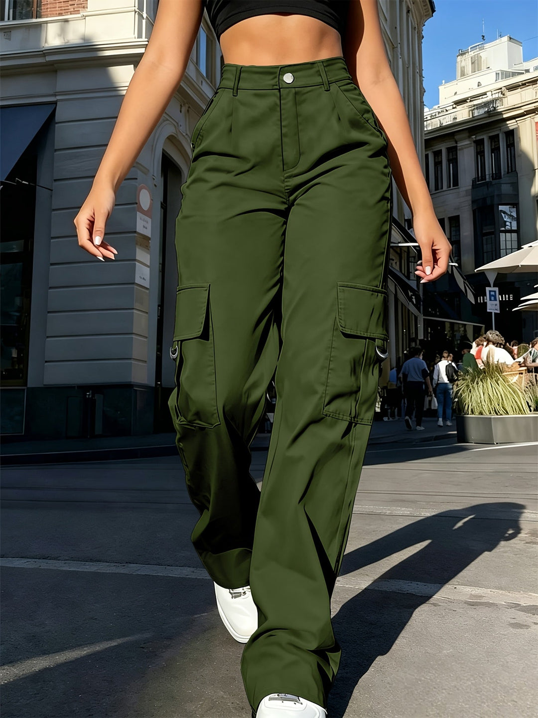Alida | Pantalón cargo tiro alto de pierna ancha