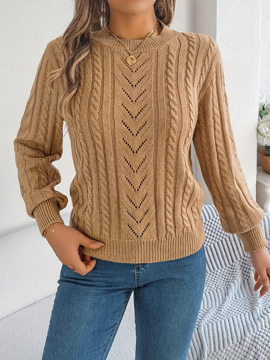 Tabita | Sweater texturado de punto trenzado