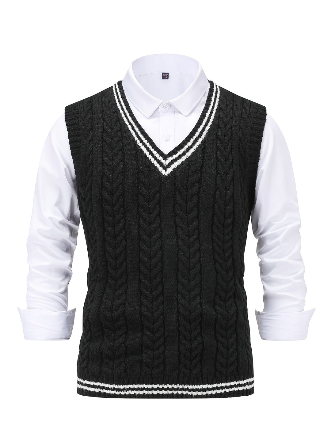 Harold | Chaleco de punto trenzado cuello V