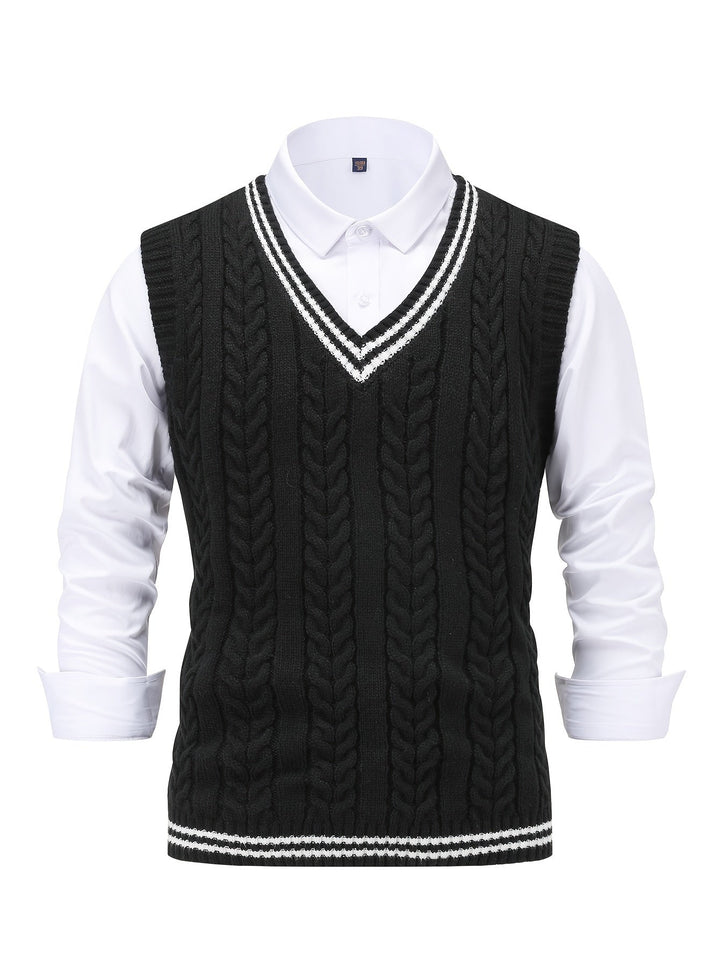 Harold | Chaleco de punto trenzado cuello V