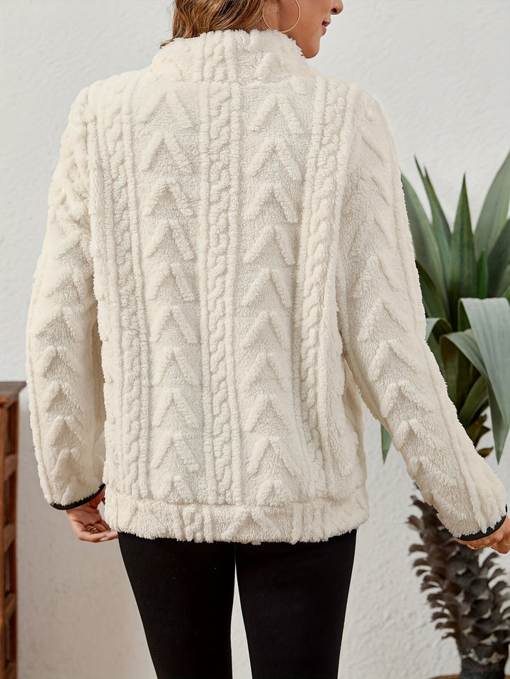 Manuela | Pullover texturado con media cremallera