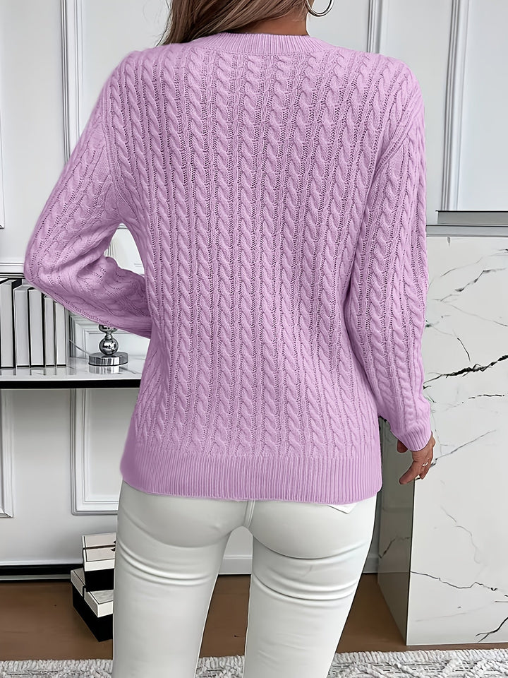Saskia | Sweater de punto trenzado cuello redondo