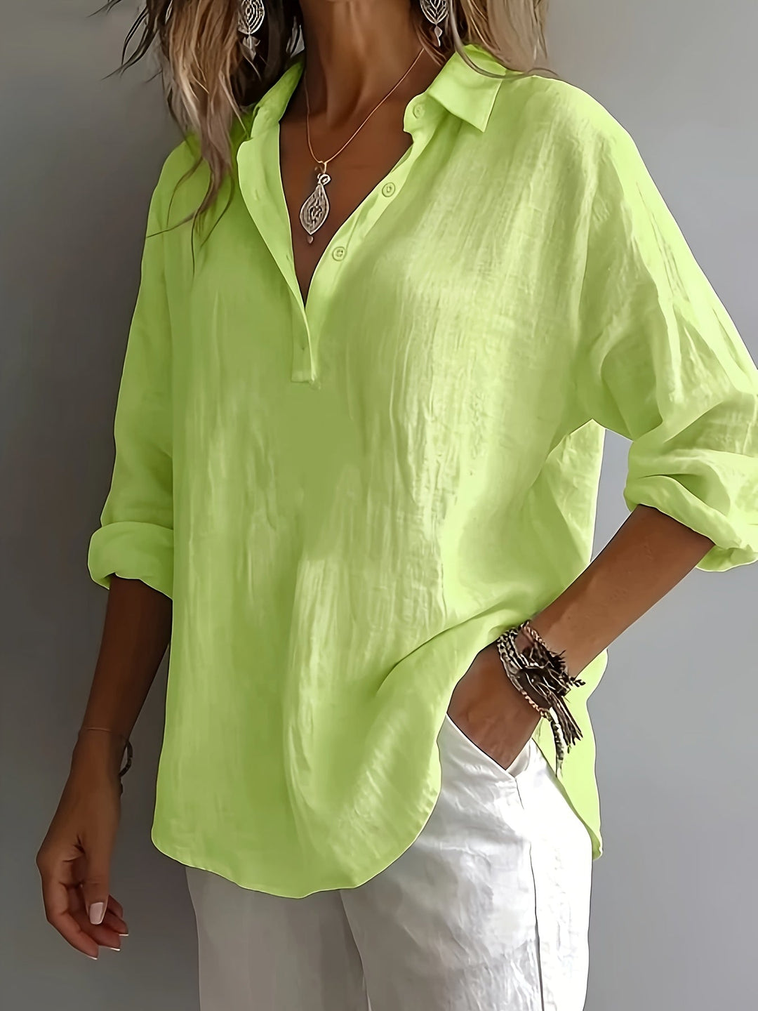 Herminia | Blusa holgada con cuello camisero