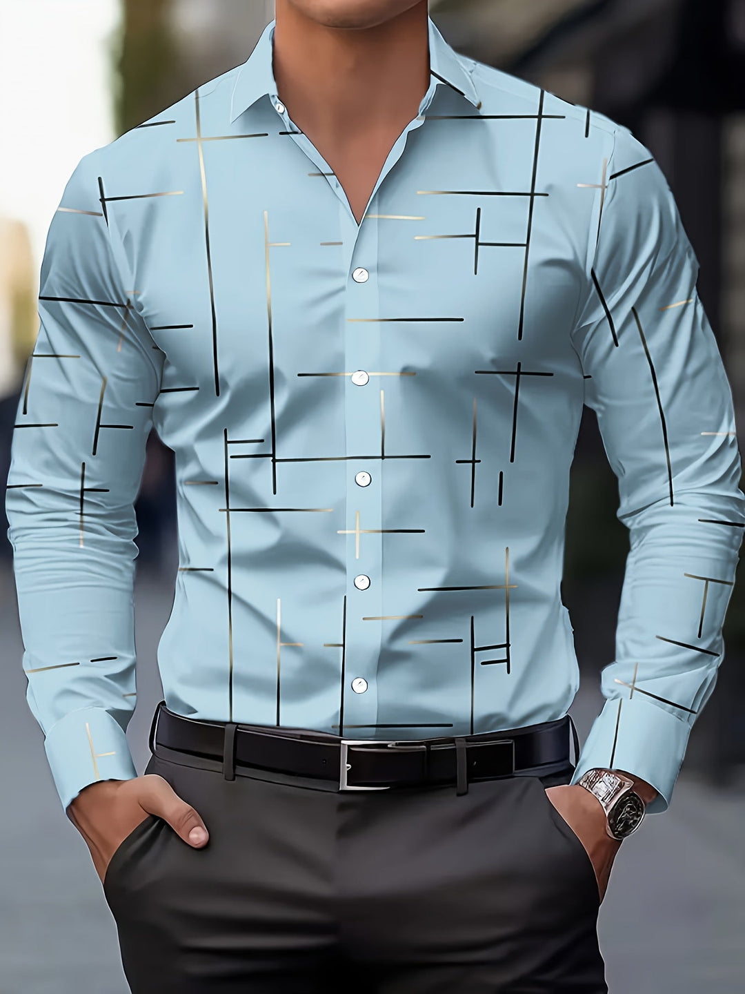 Fabricio | Camisa con estampado de líneas
