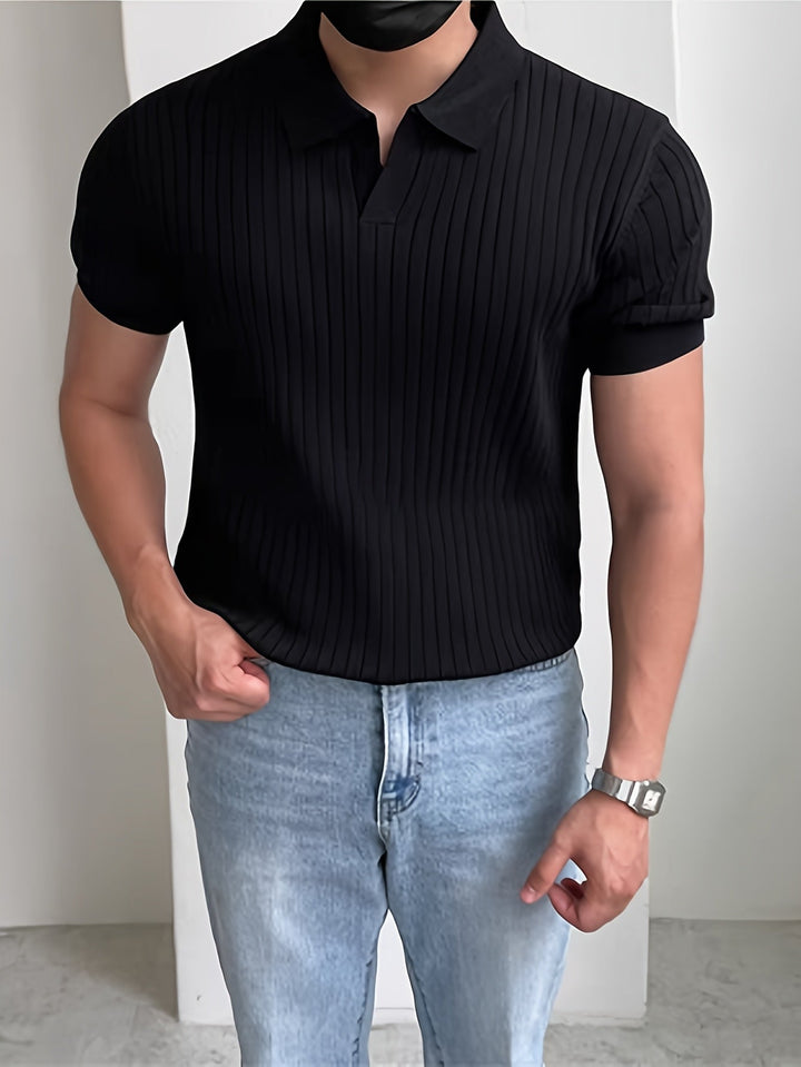 Kevin | Polera polo de punto acanalado