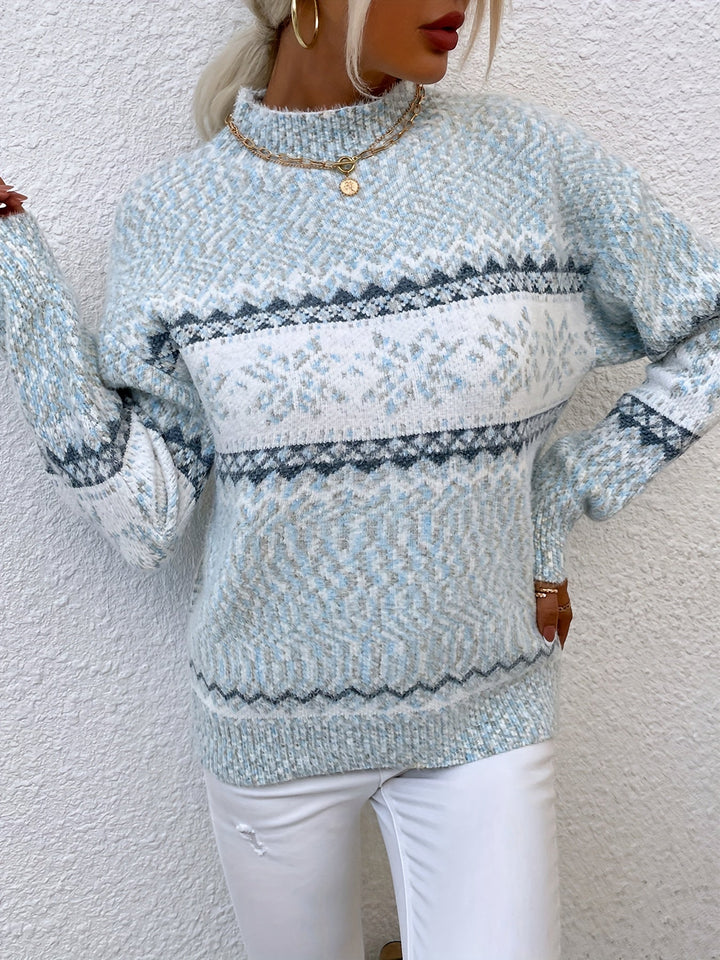 Melania | Sweater cuello alto de copos de nieve