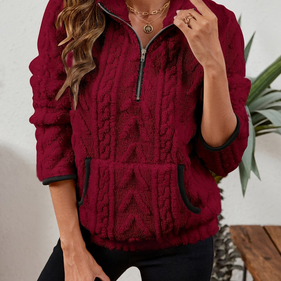 Manuela | Pullover texturado con media cremallera