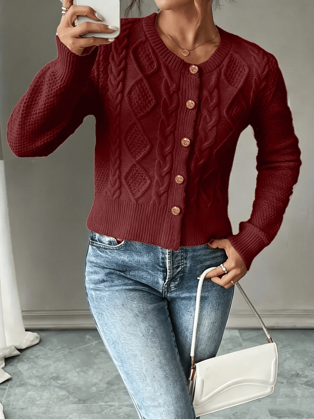 Begoña | Cardigan de punto trenzado con botones