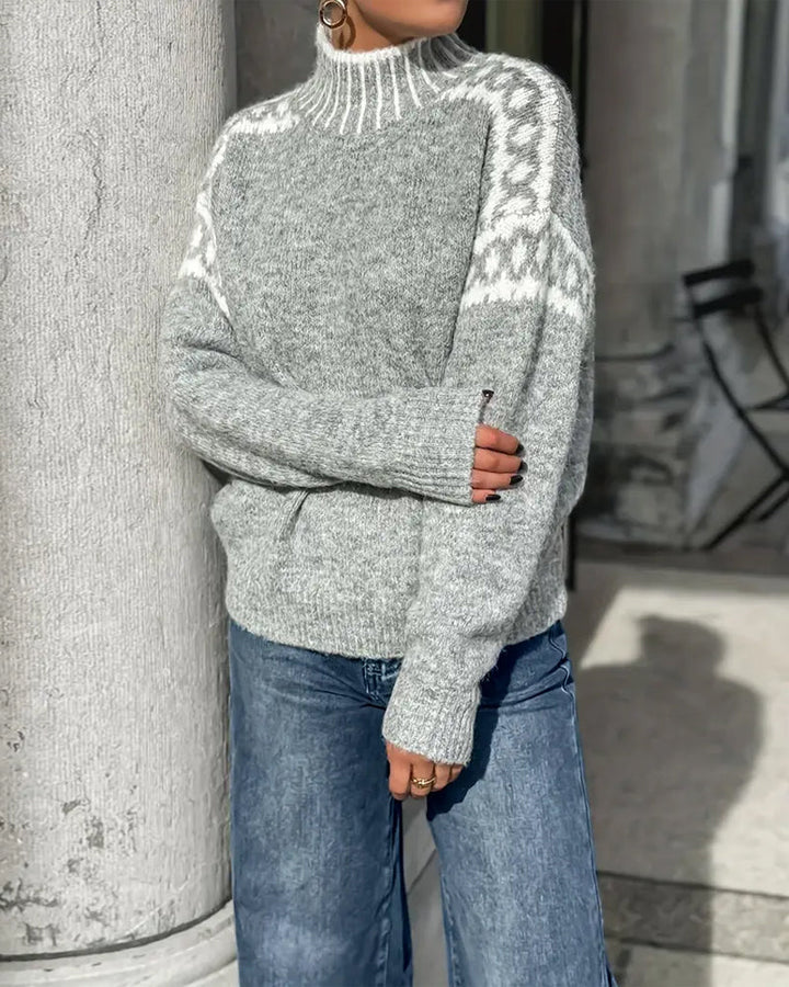 Ester | Sweater de cuello alto con detalle jacquard
