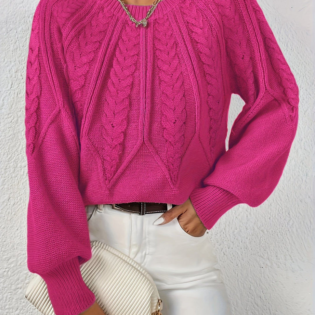Verónica | Sweater de punto trenzado cuello redondo
