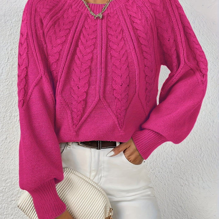 Verónica | Sweater de punto trenzado cuello redondo