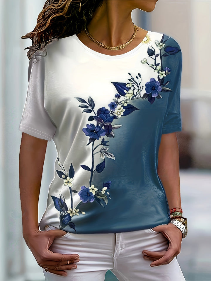 Sujey | Polera floral cuello redondo