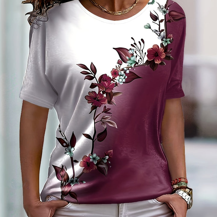 Sujey | Polera floral cuello redondo