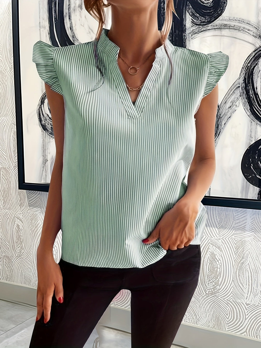 Ivette | Blusa de rayas con mangas de vuelo