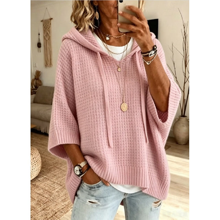 Ivania | Sweater con capucha tejido waffle holgado