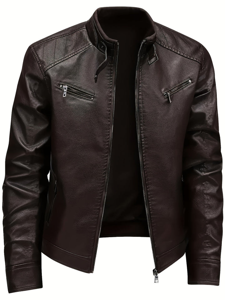 Demetrio | Chaqueta moto cuello alto para hombre