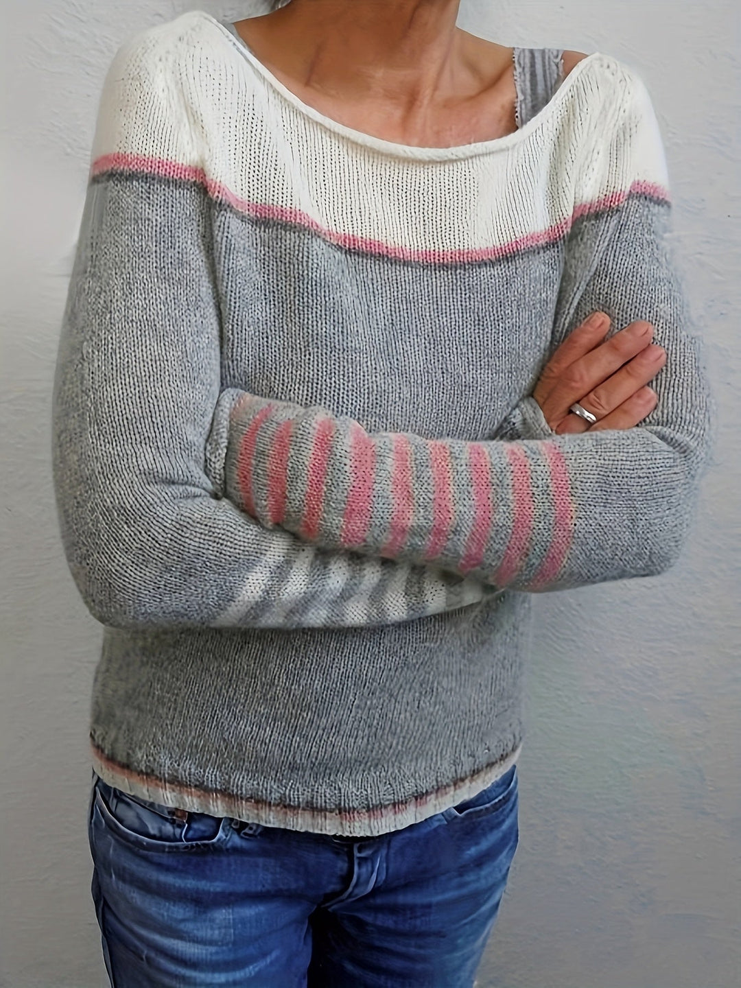 Grettel | Sweater cuello barco color block