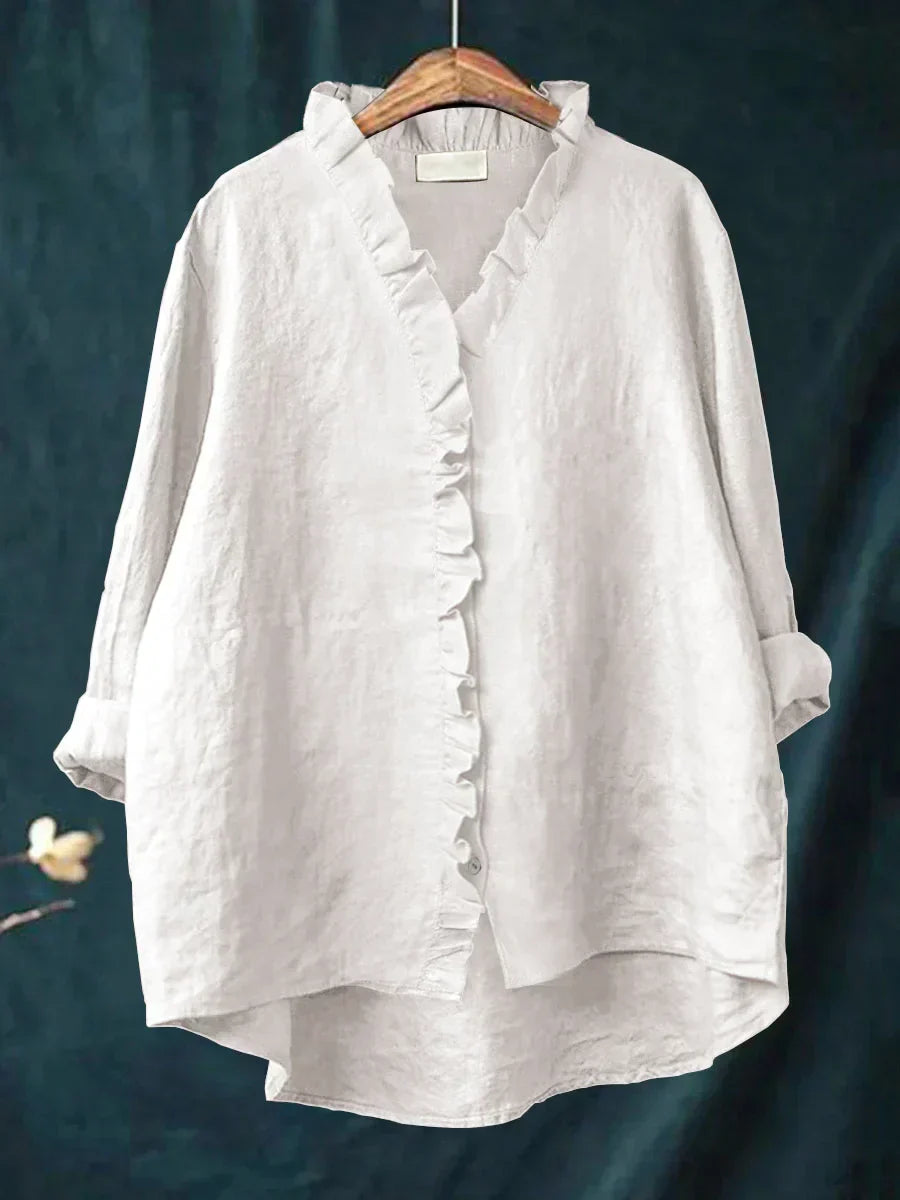 Candelaria | Blusa con vuelos y escote en V