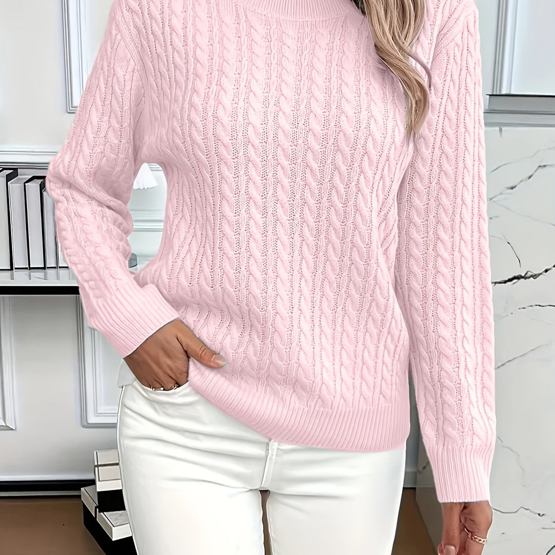 Saskia | Sweater de punto trenzado cuello redondo