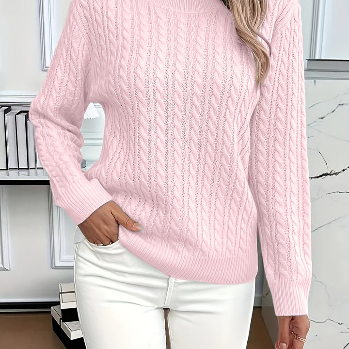Saskia | Sweater de punto trenzado cuello redondo