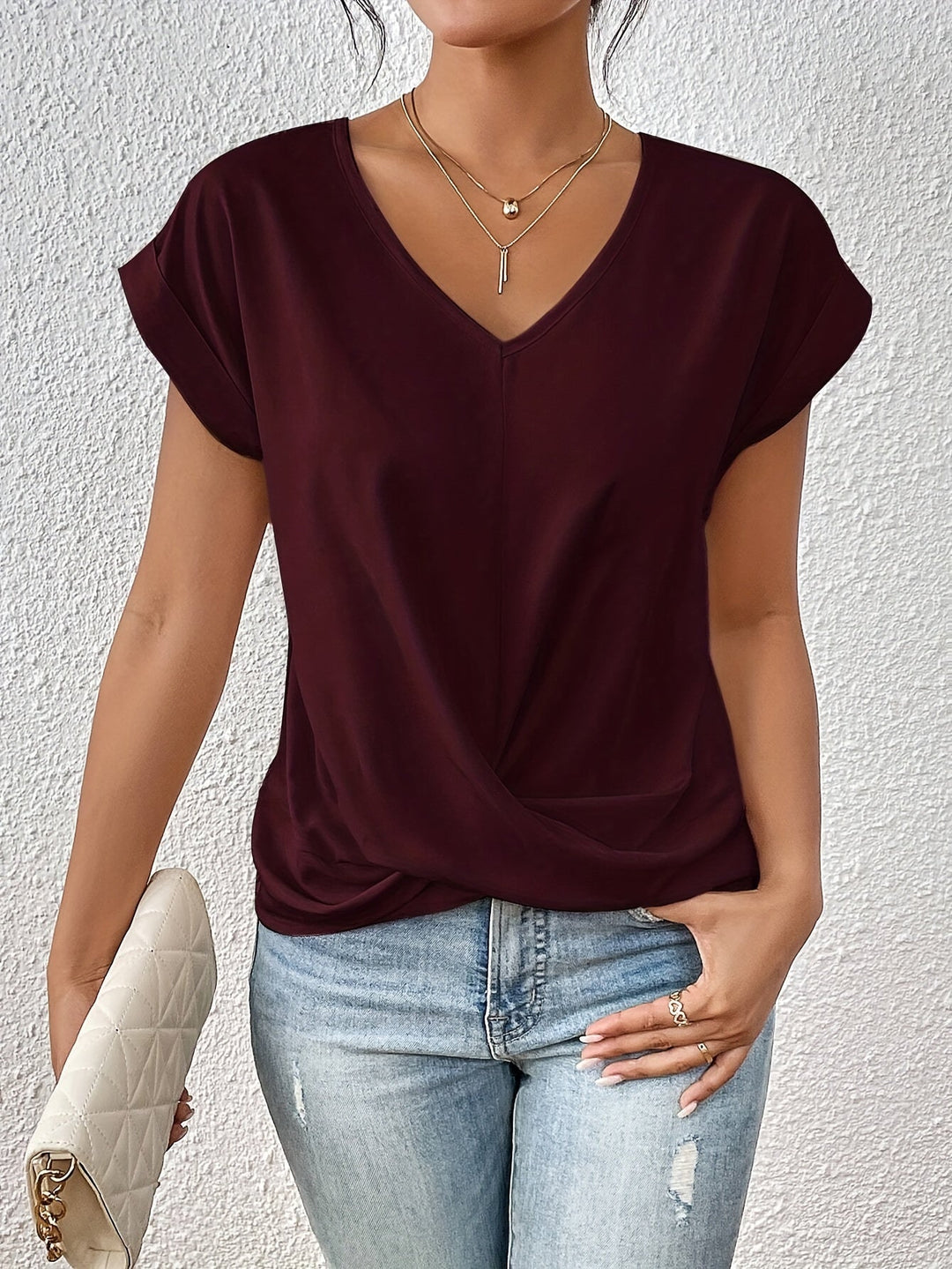 María Eugenia | Blusa escote V con drapeado