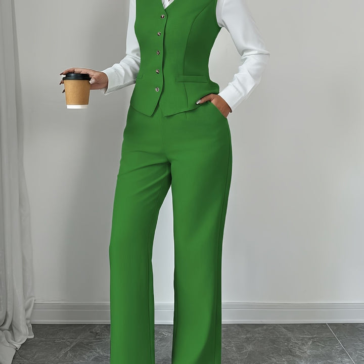 Carmela | Conjunto de chaleco y pantalón de pierna ancha