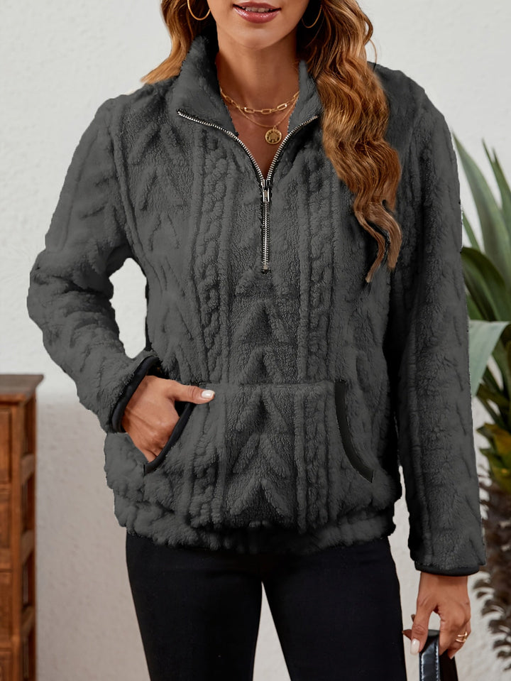Manuela | Pullover texturado con media cremallera
