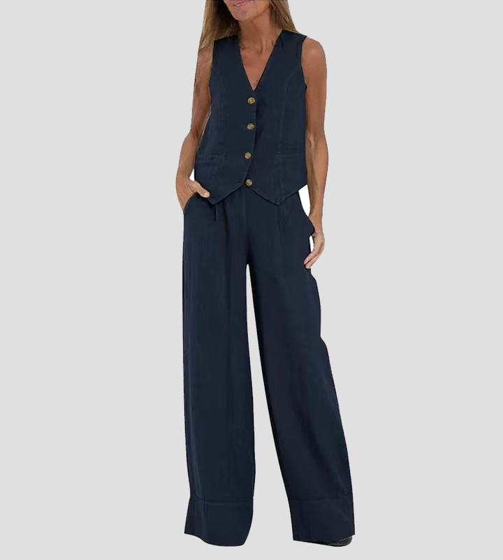 Poulette | Conjunto de chaleco sin mangas y pantalón de pierna ancha