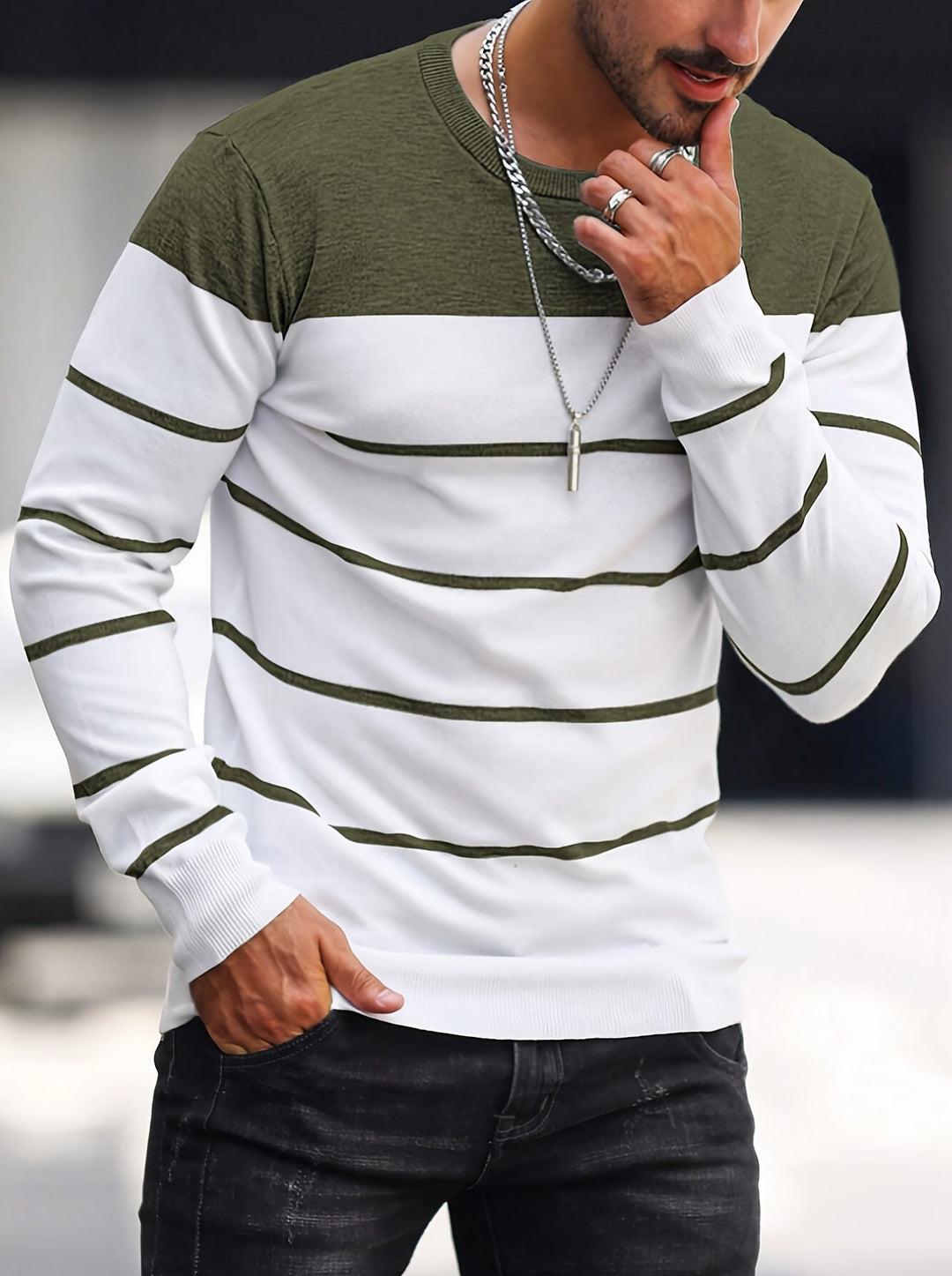 Enrique | Sweater a rayas cuello redondo