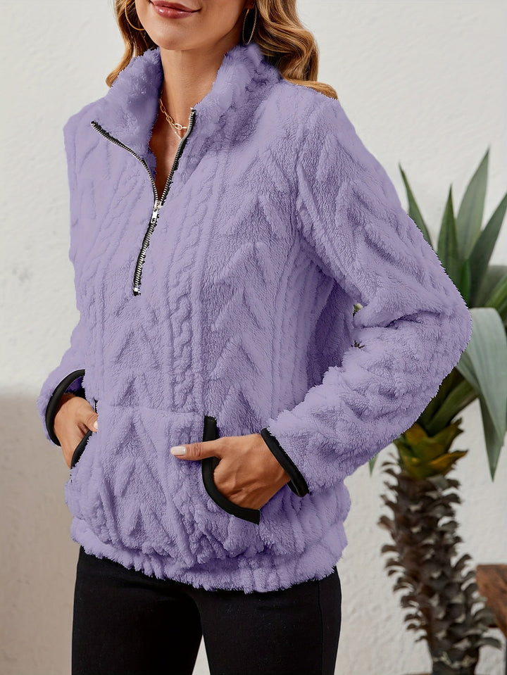 Manuela | Pullover texturado con media cremallera