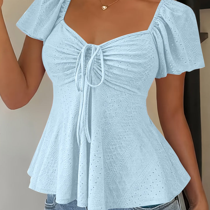 María Ángela | Top peplum de manga corta abullonada